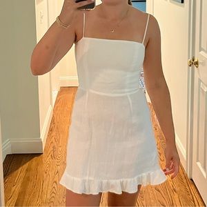 Reformation White Linen Ruffle Dress